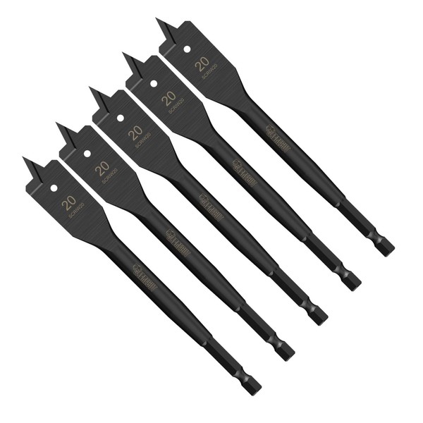 5 x SabreCut SCRIW20_5 20mm x 152mm Impact Rated Flat Wood Spade Bits Compatible with Bosch Dewalt Makita Milwaukee and Many Others