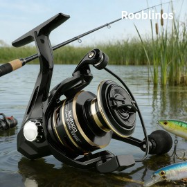 Rooblinos NX 5.2:1 Left Hand Spinning Reel EVA Handle Two-Speed System Nylon Lake River Stream Bait Fishing Anti-ReverseSpool Capacity: 5000 Series