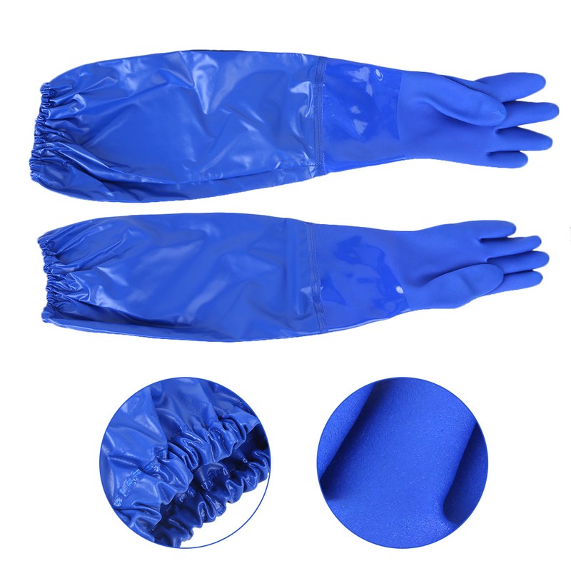 Long Sleeve Anti Chemical Gloves PVC Acid Alkali Oil Resistant