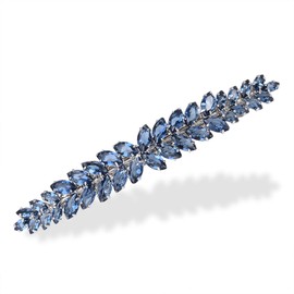 YYBONNIE Sparkly Crystal Flower Leaf Hair Barrette Hair Clips Hair Pins for Women Girl Bridal Wedding Prom Party Hair Accessaries (Navy)