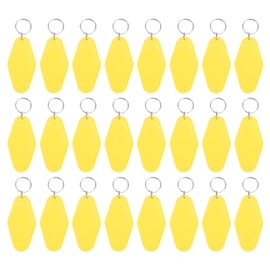PATIKIL Vintage Motel Keychain, 24 Pack Blank Hotel Keychains Rhombus Retro Key Tag for DIY Crafts Ornament Backpack Luggage Label Tags, Yellow