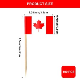 Canada Flag Skewers, Toothpicks with Canada Flag, Canada Cocktail Stick Flags, Toothpick Paper Flag for Canada, Pack of 100 Canada Flag Toothpicks, for Sandwiches, Cupcakes, Tableware Decorations