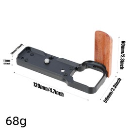 Hersmay L Angle ZV-E10 Quick Change Base Plate with Wooden Side Handle, L Bracket Plate for Sony ZV-E10 Mirrorless Camera, Compatible with Arca Swiss Standard