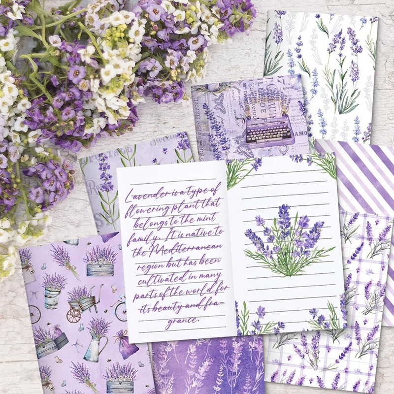 12 Pack Purple Lavender Small Pocket Notebook Journals,Flower Butterfly Floral