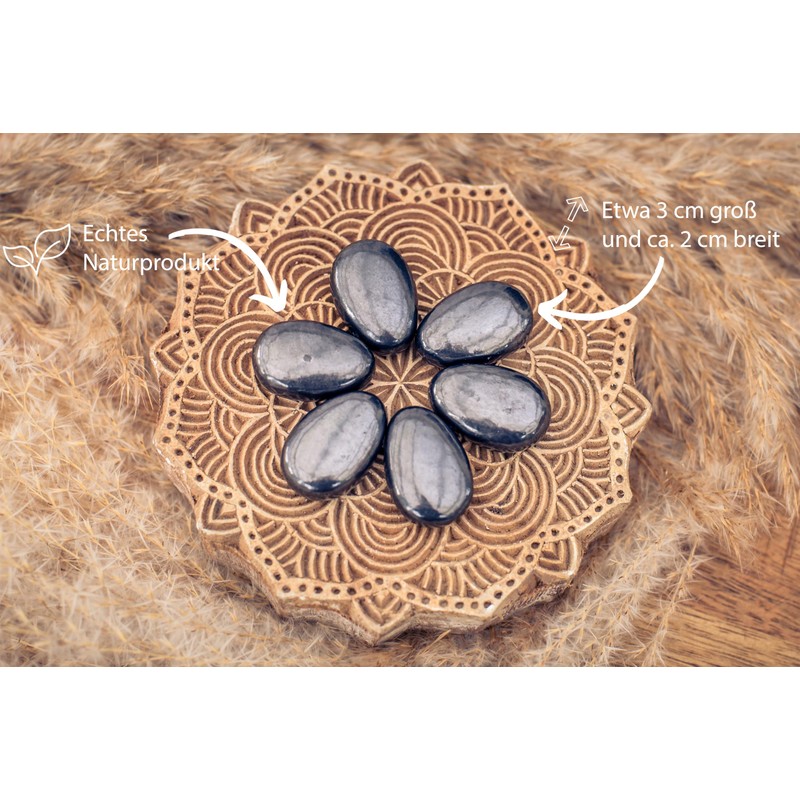 Lebensquelle Plus Black Shungite Drop Pendant | Drilled Tumbled Stone