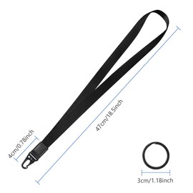 Vicloon Lanyard Neck Strap, Badge Lanyards, Neck Leather Lanyard Polyester Neck Strap with Olecranon Buckle Detachable Lanyards for ID Badge Holder Keys Phone (Black)