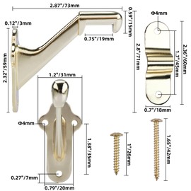 RealPlus Handrail Stair Bracket, 3" Staircase Hand Rail Brackets for Stairways Railing with Screws (Gold, Pack of 4)