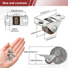 Mini Fixed Drawer Rubber Caster Wheels, 0.5 Inch, Non Swivel Craft recessed Caster Wheels, Set of 8, 1/2 Inch Small Rigid Low Profile Adhesive Stick Castors, for Home Furniture and Under-Bed Storage