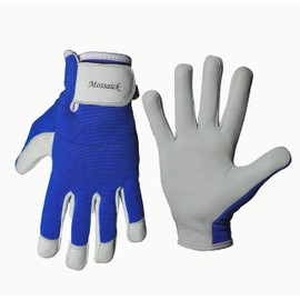 Five Star Mossaick Leather Gardening Gloves For Women/Men Garden Gloves Men Thorn Proof Breathable Safety Gloves Rigger Gripper Work Gloves Men Heavy Duty Gardening Gloves Garden Gloves Women (Large)