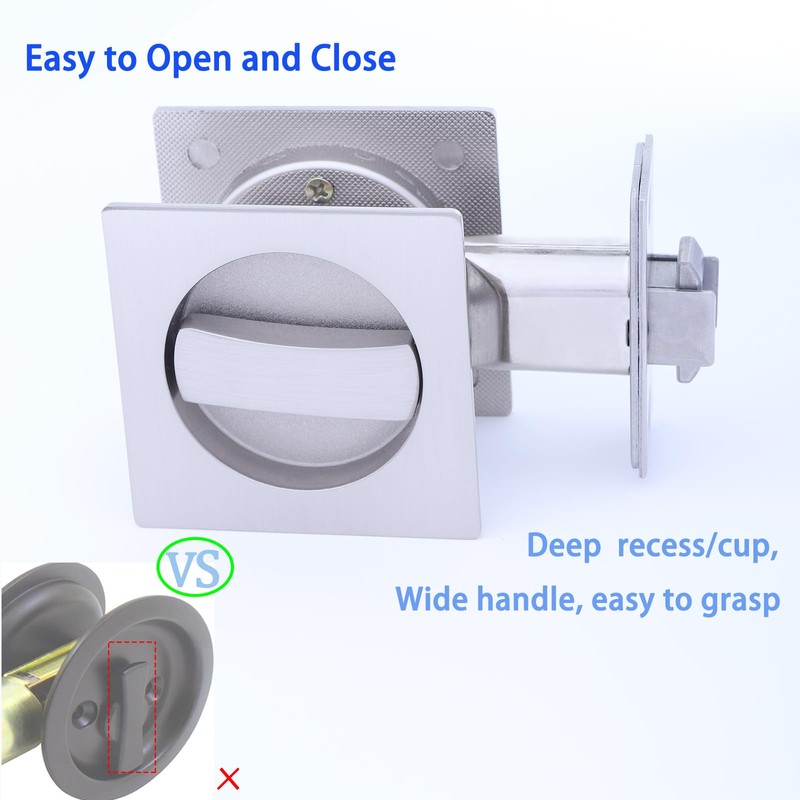 Dontay Pocket Door Lock and Pull, Square Privacy (Bed/Bath) Latch,