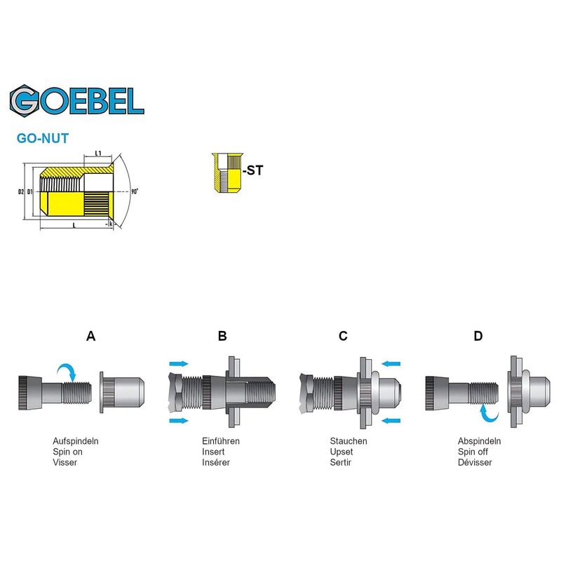 GOEBEL® - 250 x Blind Rivet Nuts M5 Galvanised Steel