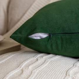 FEVERQIYI 20x20 Velvet Pillow Covers Set of 2 Army Green Decorative Square Throw Pillowcase Soft Solid Cushion Covers for Bedroom Living Room Outdoor Indoor Decoration