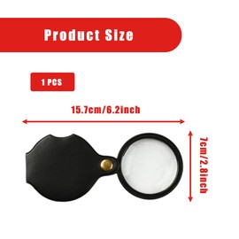 Bojueshaw Mini Pocket Magnifier,8X Magnifying Glass with Foldable PU Leather Cover,Portable Handheld Lens for Reading,Hobbies,and Travel(70mm Lens)