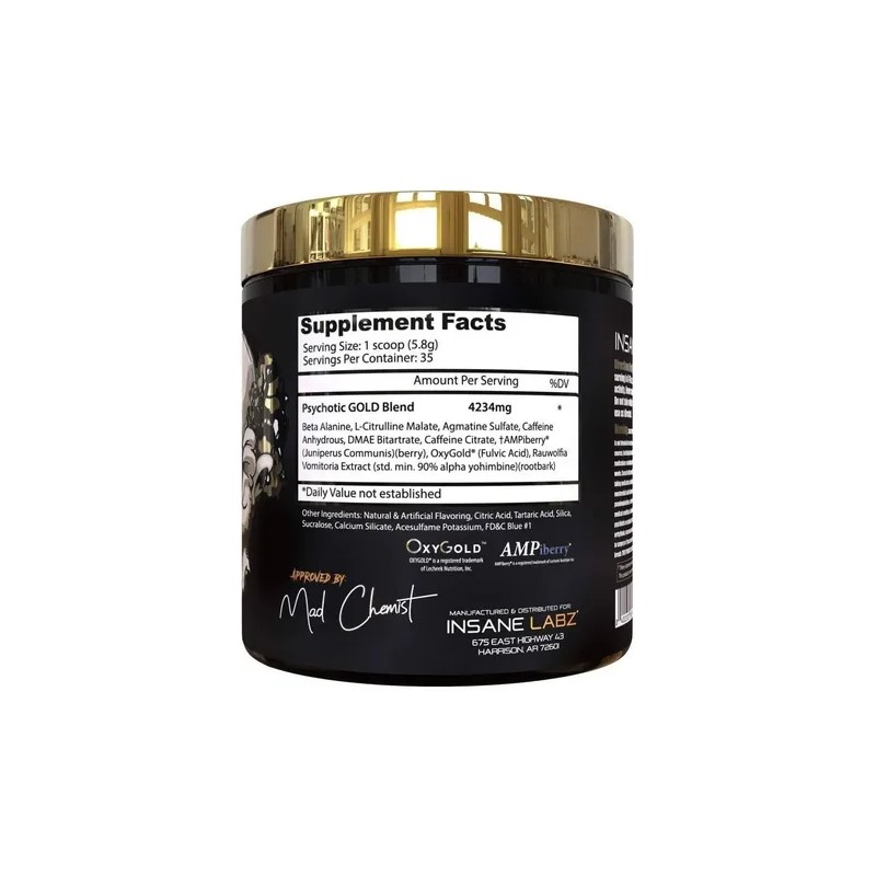 Insane Labz Cafeína Psychotic Gold Polvo