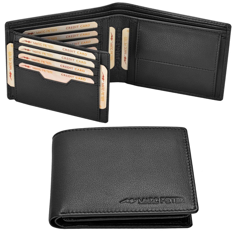 Marc Peter Oslo Men's Leather Wallet Black Nappa with RFID