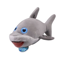 Bauer Spielwaren Glow in the Dark – Shark: Glow in the Dark Soft Plush Cuddly Toy for Cuddling and Loving 20 cm Grey (12246)