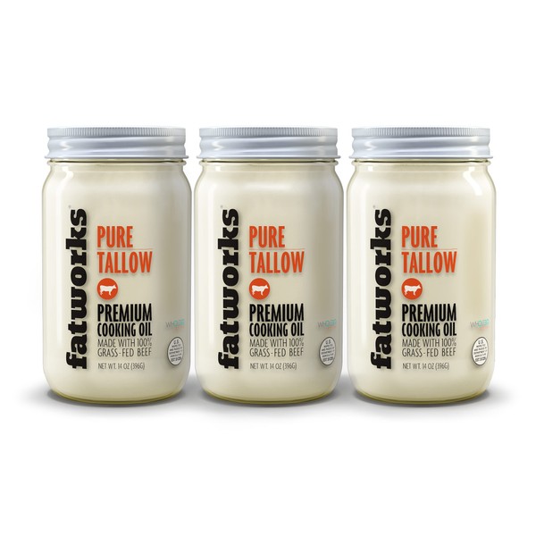 Fatworks 100% Grass Fed & Grass Finished, Pasture Raised Beef Tallow, Artisanally Rendered, WHOLE30 Approved, KETO, PALEO, 14 oz.
