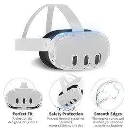 HiBloks VR Shell Protective Cover for Meta Quest 3 Accessories, Transparent VR Headset Protective Cover with Precise Hole for Oculus Quest 3, Shockproof, Drop-Proof and Waterproof VR Headset Cover
