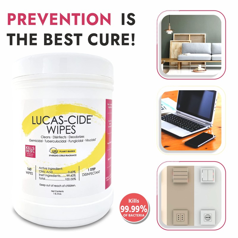 LUCAS-CIDE Disinfecting Wipes - Multi Surface Cleaner Disinfectant Wipes -