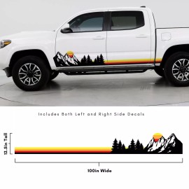 Stickerbrand Overland Truck Decal for Tacoma, 4Runner, Jeep. Universal Fit. Retro Stripes.