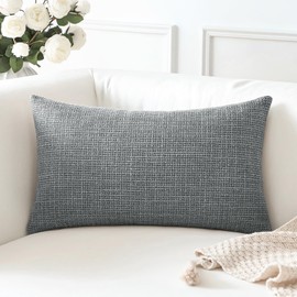 Artscope Linen Cushion Covers Set of 1 Decorative Lumbar Pillowcase Pillow Cover 12x20 Inch for Home Decor Sofa Bedroom Car 30x50cm Dark Grey