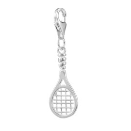 ZooWoo 925 Sterling Silver Tennis Racket Clip-On Charm Lobster Clasp: Sporty Bracelet Necklace