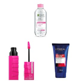 Tu Match Perfecto Garnier + Maybelline - Labial Líquido brillante Maybelline Super Stay Vinyl Ink Tono Striking 150 4.2ml + Agua Micelar Garnier