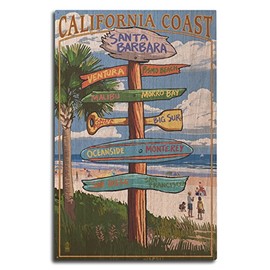Lantern Press Santa Barbara, California - Destinations Sign (10x15 Wood Wall Sign, Wall Decor Ready to Hang)