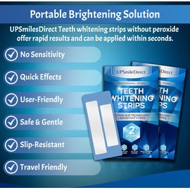 UPSmileDirect Professional Teeth Whitening Strips, 42 Strips, Non-Sensitive Formula, Peroxide Free 21 Treatments with Mouth Opener