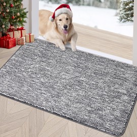 REFETONE REFETONE Doormat, 32'x40', Indoor Absorbent Non Slip Dark Grey Doormat, Resist Dirt, Machine Washable, Low-Profile Entry Rug for High-Traffic Areas, Housewarming Gift