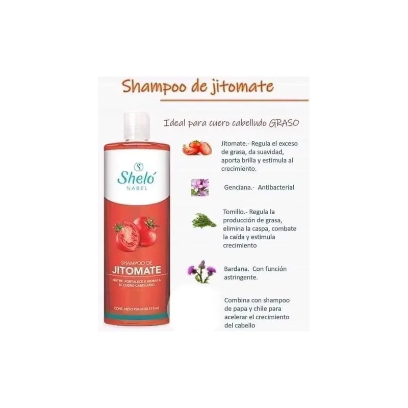 Shampoo De Jitomate Crece Suaviza Brillo Shelo Nabel 950ml