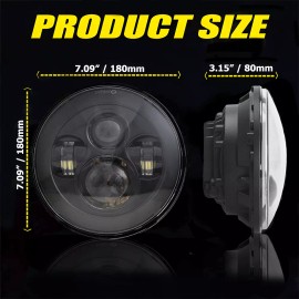 Unbranded Newest Brightest Pair 7" inch Round Led Headlights for Jeep Wrangler JK TJ LJ CJ