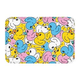 Jbofyee Colorful Rubber Ducks Bath Mat Non-Slip Soft Microfiber Bathroom Rugs Washable Bathmat, Carpet Rug Entryway Cute Ducky Decor for Tub Shower Room Floor, 24x16 Mat