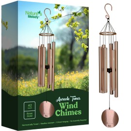 Nature’s Melody Aureole Tunes Wind Chimes – Outdoor Windchime with 6 Tubes Tuned to C Pentatonic Scale, 100% Rustproof Aluminum, Powder Finish & S Hook Hanger for Sympathy, Memorial Gift or Zen Garden