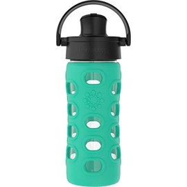 Lifefactory 12-Oz Glass Active Flip Cap/Silicone Sleeve Water Bottle, 12 Ounce, Kale