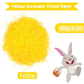 Shredded Tissue Paper - Vaktop Yellow Shredded Paper, 100g Raffia Gift Filler Paper for Easter Gift Box Filling, Basket Filler, Hampers Packaging Decorations, Party Supplies Box Stuffing