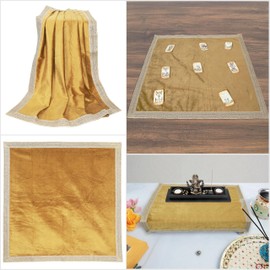 Indian Consigners Big Velvet Cloth for Multipurpose Use Altar Tarot Spread Tablecloth (Gold)
