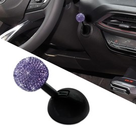 PACLVIO Car Push to Start Button Rocker, Engine Start Stop Button Cover, Decorative One-Button Start Rhinestone Ball-bar Rocker Joystick, Car Accessories Start Button Lever for Most Vehicles (Purple)