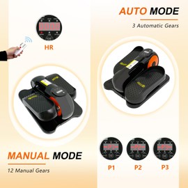 Black and Orange Electric Elliptical Trainer, Recumbent Pedal Exerciser with LED Display, No Assembly Required, Suitable for Office Home Use, Seniors, Adults