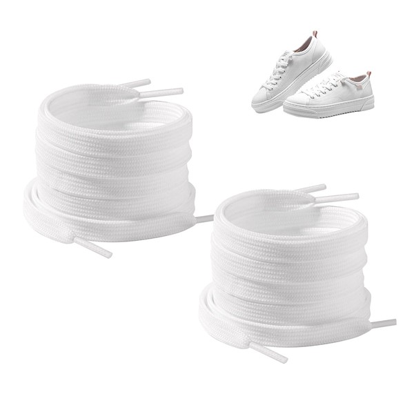 Qancekoo 2 Pairs Flat Trainer Shoelaces 5/16" Wide Shoe Laces