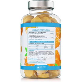 Turmeric Curcumin Gummies with Ginger | Natural Orange Flavor | 95% Curcuminoids | Vegan & Gelatin-Free | 120 Gummies (2-Month Supply) | For Men, Women & Kids | Made in the UK