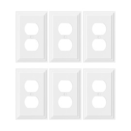 TREEWELL 6-Pack Duplex Outlet Cover, Natural Bamboo Fiber Switch Plates and Outlet Covers, White Decorative Wall Plates for Electrical Outlets, 1 Gang Receptacle Cover, Corrosion Resistant