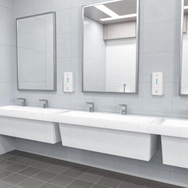 AIKE AK1006 800 ml Soap Dispenser Wall Mounted, No Drilling, Manual Wall Soap Dispenser Made of Plastic, Liquid Soap Dispenser for Public Use, White