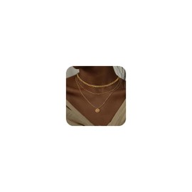 ZZLAY Layered Gold Necklaces for Women, Stackable 14K Real Gold Plated Brass Chain with Minimalist Twisted Rope CZ Circle Pendant, Fashionable Gold Jewelry Set - Gift (Gold-A)