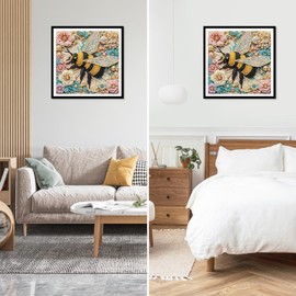 NEWENMO Diamond Painting Kits for Adults,5D DIY Bee Diamond Art Kits Full Drill Flowers Diamond Dots Perfect for Beginner,Hobbies And Home Wall Decor 30×30 cm