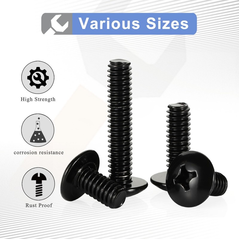 Mellewell #8-32 x 1-3/4" Truss Head Machine Screws, Full Thread,