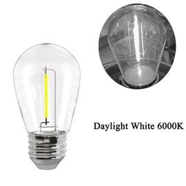 S14 LED Bulbs 1W LED String Lights Plastic Shatterproof Daylight 6000K S14 Edison Replacement Bulbs E26 Medium Base Decorative Vintage Light Bulbs for Patio Indoor Outdoor String Lights,15 Pack