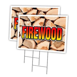 FIREWOOD 2 Pack of 12" x 16" Yard Sign & Stake | Advertise Your Business | Stake Included Image On Front Only | Made in The USA