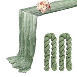 2 Pack Cheesecloth Table Runner, 35x157inch Gauze Table Runner 13Ft Boho Cheese Cloth Long Table Runner Fall Sheer Cheese Cloths Table Runner for Wedding Bridal Birthday Party Christmas(Sage Green)