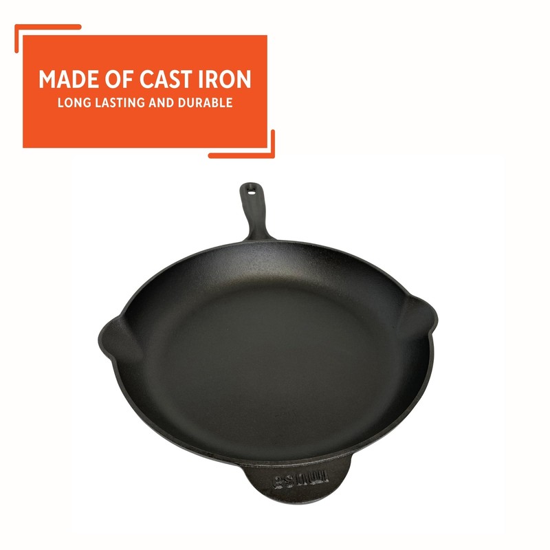 IMUSA 12in Cast Iron Preseasoned Skillet with Helper Handle